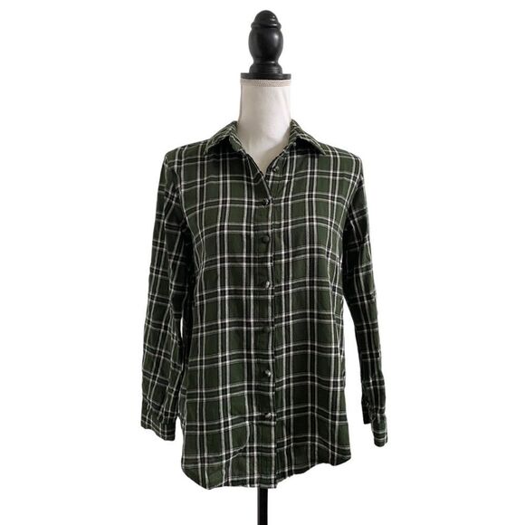 Princess Polly Exclusive Nora Shirt Plaid Forest Green Ladies Size US Size 2 - Picture 2 of 9